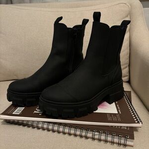 a new day Black Chunky Ankle Boots